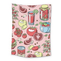 Tomato-seamless-pattern-juicy-tomatoes-food-sauce-ketchup-soup-paste-with-fresh-red-vegetables Medium Tapestry by uniart180623