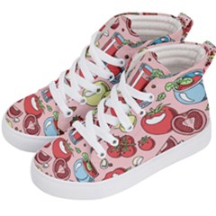 Tomato-seamless-pattern-juicy-tomatoes-food-sauce-ketchup-soup-paste-with-fresh-red-vegetables Kids  Hi-top Skate Sneakers by uniart180623