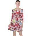 Tomato-seamless-pattern-juicy-tomatoes-food-sauce-ketchup-soup-paste-with-fresh-red-vegetables Quarter Sleeve Ruffle Waist Dress View1