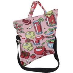 Tomato-seamless-pattern-juicy-tomatoes-food-sauce-ketchup-soup-paste-with-fresh-red-vegetables Fold Over Handle Tote Bag by uniart180623