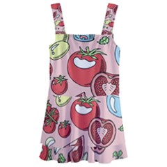 Tomato-seamless-pattern-juicy-tomatoes-food-sauce-ketchup-soup-paste-with-fresh-red-vegetables Kids  Layered Skirt Swimsuit by uniart180623