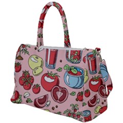 Tomato-seamless-pattern-juicy-tomatoes-food-sauce-ketchup-soup-paste-with-fresh-red-vegetables Duffel Travel Bag by uniart180623