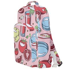 Tomato-seamless-pattern-juicy-tomatoes-food-sauce-ketchup-soup-paste-with-fresh-red-vegetables Double Compartment Backpack by uniart180623