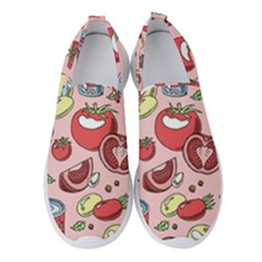 Tomato-seamless-pattern-juicy-tomatoes-food-sauce-ketchup-soup-paste-with-fresh-red-vegetables Women s Slip On Sneakers by uniart180623