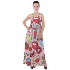 Tomato-seamless-pattern-juicy-tomatoes-food-sauce-ketchup-soup-paste-with-fresh-red-vegetables Empire Waist Velour Maxi Dress by uniart180623