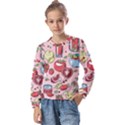 Tomato-seamless-pattern-juicy-tomatoes-food-sauce-ketchup-soup-paste-with-fresh-red-vegetables Kids  Long Sleeve Tee with Frill  View1