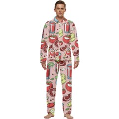 Tomato-seamless-pattern-juicy-tomatoes-food-sauce-ketchup-soup-paste-with-fresh-red-vegetables Men s Long Sleeve Velvet Pocket Pajamas Set by uniart180623