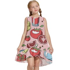 Tomato-seamless-pattern-juicy-tomatoes-food-sauce-ketchup-soup-paste-with-fresh-red-vegetables Kids  Frill Swing Dress by uniart180623