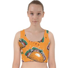 Seamless-pattern-with-taco Velvet Racer Back Crop Top by uniart180623