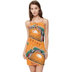 Seamless-pattern-with-taco Summer Tie Front Dress by uniart180623