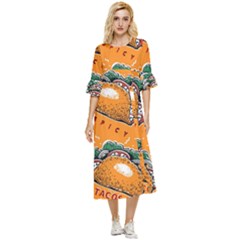 Seamless-pattern-with-taco Double Cuff Midi Dress by uniart180623