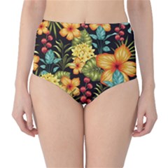 Fabulous-colorful-floral-seamless Classic High-waist Bikini Bottoms by uniart180623