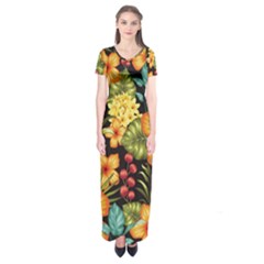 Fabulous-colorful-floral-seamless Short Sleeve Maxi Dress by uniart180623