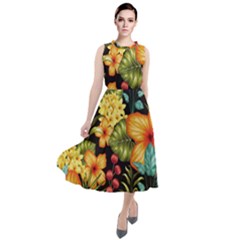 Fabulous-colorful-floral-seamless Round Neck Boho Dress by uniart180623