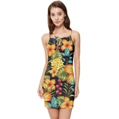 Fabulous-colorful-floral-seamless Summer Tie Front Dress by uniart180623