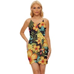 Fabulous-colorful-floral-seamless Wrap Tie Front Dress by uniart180623