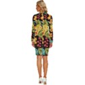 Fabulous-colorful-floral-seamless Long Sleeve Shirt Collar Bodycon Dress View4