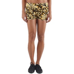 Damask-teardrop-gold-ornament-seamless-pattern Yoga Shorts by uniart180623