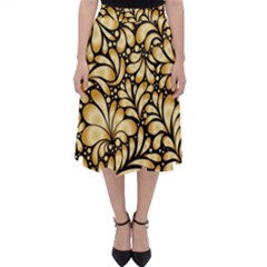 Damask-teardrop-gold-ornament-seamless-pattern Classic Midi Skirt by uniart180623