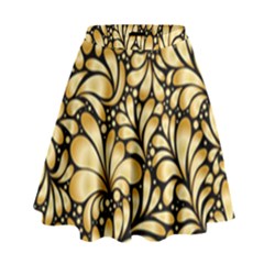 Damask-teardrop-gold-ornament-seamless-pattern High Waist Skirt