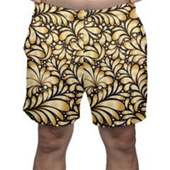 Damask-teardrop-gold-ornament-seamless-pattern Men s Shorts by uniart180623