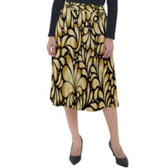 Damask-teardrop-gold-ornament-seamless-pattern Classic Velour Midi Skirt  by uniart180623