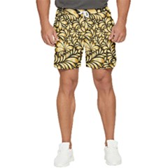 Damask-teardrop-gold-ornament-seamless-pattern Men s Runner Shorts by uniart180623