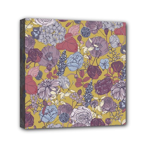 Floral-seamless-pattern-with-flowers-vintage-background-colorful-illustration Mini Canvas 6  X 6  (stretched) by uniart180623