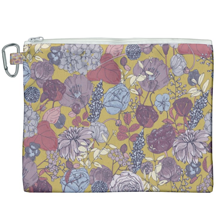 Floral-seamless-pattern-with-flowers-vintage-background-colorful-illustration Canvas Cosmetic Bag (XXXL)