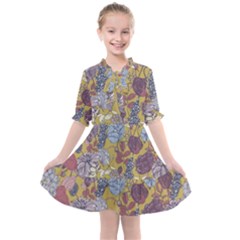 Floral-seamless-pattern-with-flowers-vintage-background-colorful-illustration Kids  All Frills Chiffon Dress by uniart180623