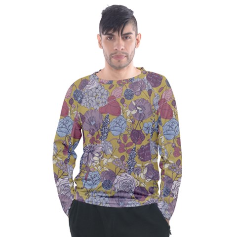 Floral-seamless-pattern-with-flowers-vintage-background-colorful-illustration Men s Long Sleeve Raglan Tee by uniart180623