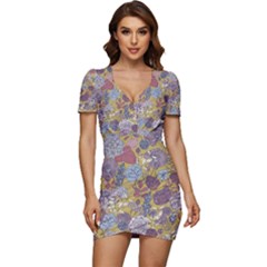 Floral-seamless-pattern-with-flowers-vintage-background-colorful-illustration Low Cut Cap Sleeve Mini Dress by uniart180623