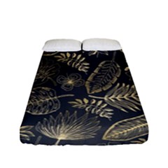 Elegant-pattern-with-golden-tropical-leaves Fitted Sheet (full/ Double Size) by uniart180623