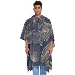 Elegant-pattern-with-golden-tropical-leaves Men s Hooded Rain Ponchos by uniart180623