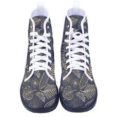 Elegant-pattern-with-golden-tropical-leaves Men s High-top Canvas Sneakers by uniart180623