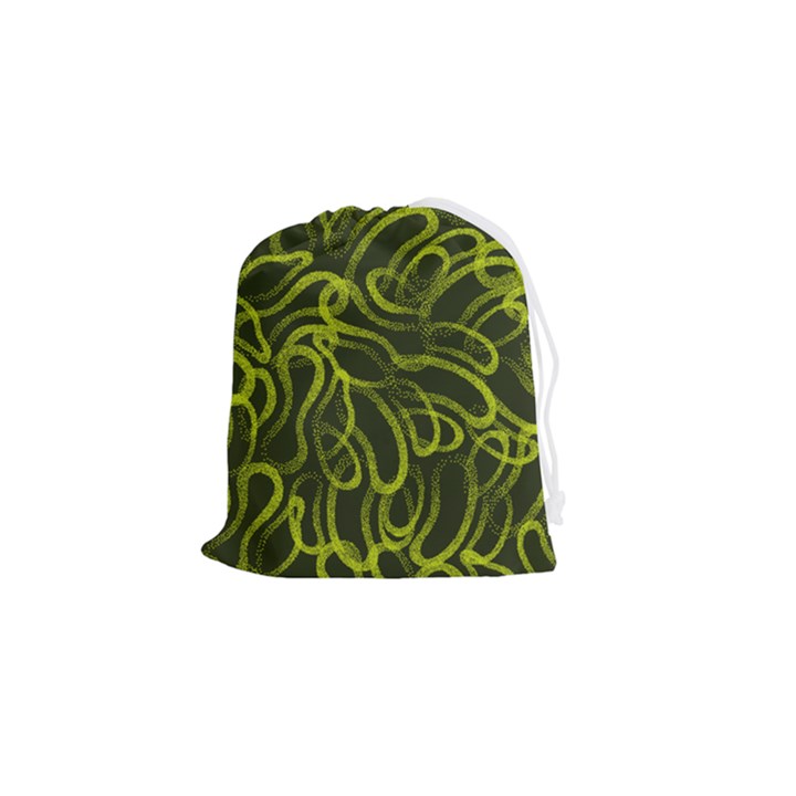 Green-abstract-stippled-repetitive-fashion-seamless-pattern Drawstring Pouch (Small)