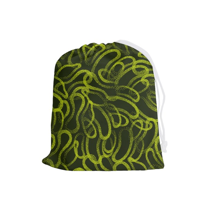 Green-abstract-stippled-repetitive-fashion-seamless-pattern Drawstring Pouch (Large)