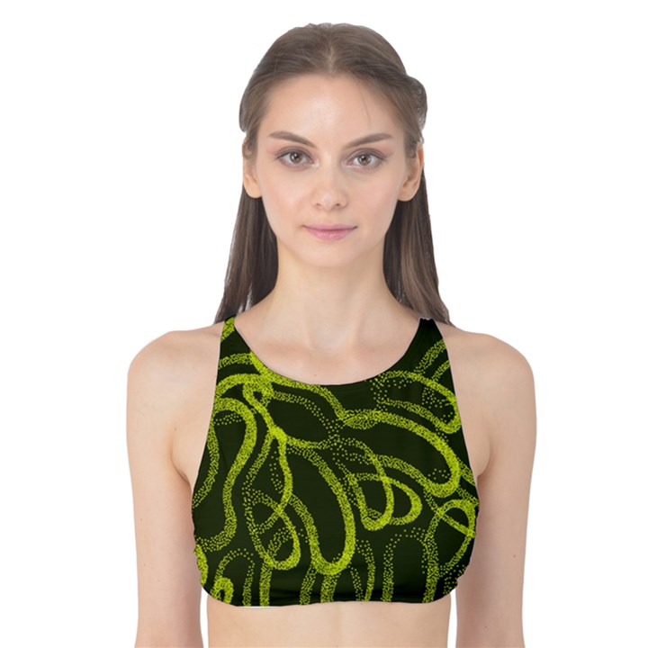 Green-abstract-stippled-repetitive-fashion-seamless-pattern Tank Bikini Top