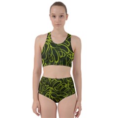 Green-abstract-stippled-repetitive-fashion-seamless-pattern Racer Back Bikini Set by uniart180623