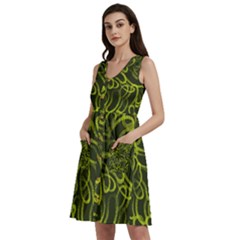 Green-abstract-stippled-repetitive-fashion-seamless-pattern Sleeveless Dress With Pocket by uniart180623