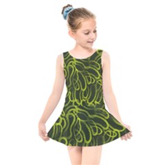 Green-abstract-stippled-repetitive-fashion-seamless-pattern Kids  Skater Dress Swimsuit by uniart180623