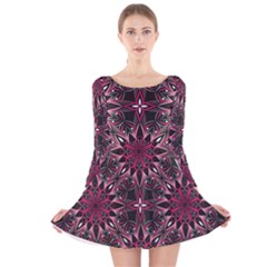 Seamless-pattern-with-flowers-oriental-style-mandala Long Sleeve Velvet Skater Dress by uniart180623