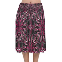 Seamless-pattern-with-flowers-oriental-style-mandala Velvet Flared Midi Skirt by uniart180623