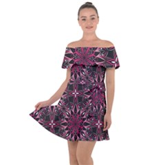 Seamless-pattern-with-flowers-oriental-style-mandala Off Shoulder Velour Dress by uniart180623