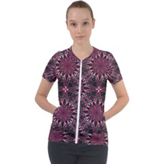 Seamless-pattern-with-flowers-oriental-style-mandala Short Sleeve Zip Up Jacket by uniart180623