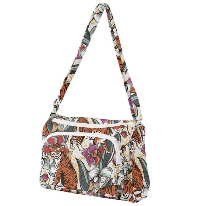 Natural-seamless-pattern-with-tiger-blooming-orchid Front Pocket Crossbody Bag