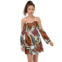 Natural-seamless-pattern-with-tiger-blooming-orchid Boho Dress by uniart180623