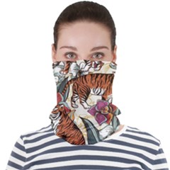 Natural-seamless-pattern-with-tiger-blooming-orchid Face Seamless Bandana (adult) by uniart180623