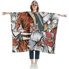 Natural-seamless-pattern-with-tiger-blooming-orchid Women s Hooded Rain Ponchos by uniart180623