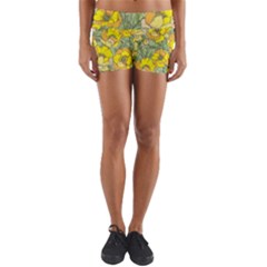 Seamless-pattern-with-graphic-spring-flowers Yoga Shorts by uniart180623